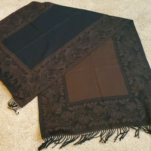 Charter Club Pashmina Scarf Brown and Black Print
